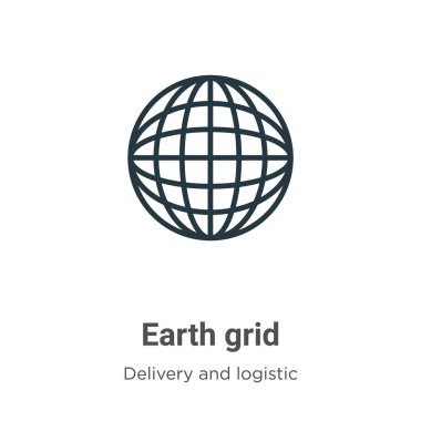 Dünya ızgara ana hatları vektör simgesi. İnce çizgi siyah dünya ızgara simgesi, düz vektör basit element çizimi, düzenlenebilir dağıtım ve lojistik kavram beyaz arkaplanda izole