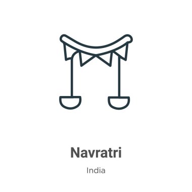 Navratri ana hat vektör simgesi. İnce çizgi siyah navratri simgesi, düz vektör basit element gösterimi düzenlenebilir Hindistan kavramından izole edilmiş beyaz arkaplan