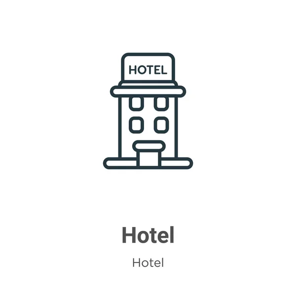 酒店轮廓矢量图标 细线黑色酒店图标 平面矢量简单元素说明从可编辑酒店概念分离的白色背景 — 图库矢量图片