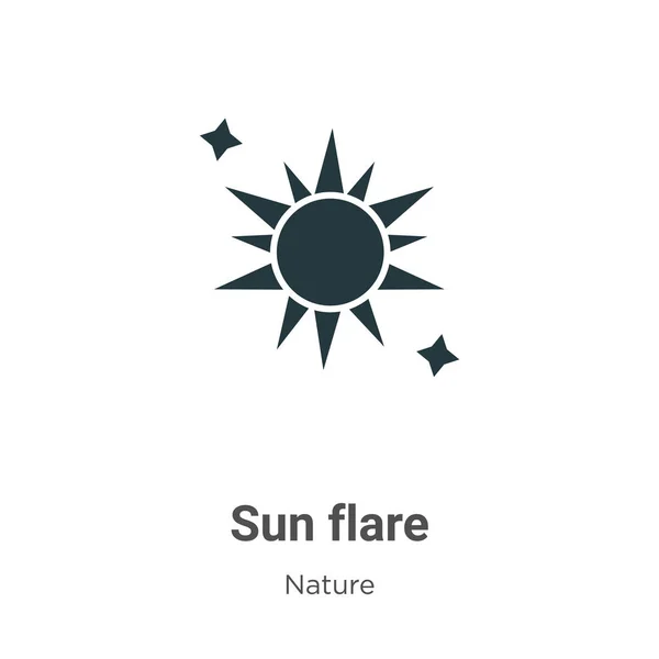 白い背景に太陽フレアグリフアイコンベクトル モバイルコンセプトとWebアプリのデザインのための現代的な自然コレクションからフラットベクトル太陽フレアアイコン記号サイン — ストックベクタ