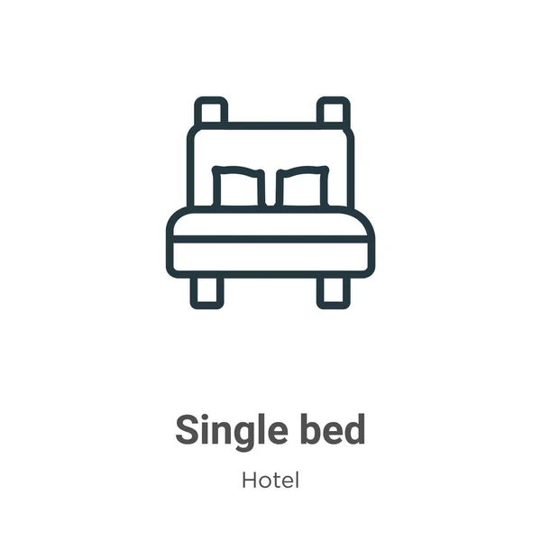 Single Bed Outline Vector Icon Thin Line Black Single Bed — Stock Vector