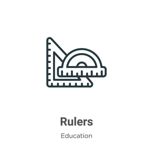 Rulers blocate vector icon. Thin line black rulers icon, flat vector simple element illustration from editable education concepted on white background — 스톡 벡터