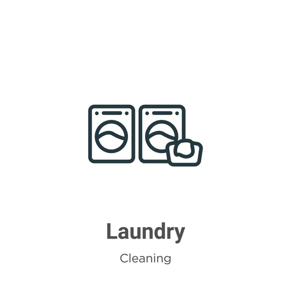 Icono de vector de contorno de lavandería. Línea delgada icono de lavandería negro, vector plano simple ilustración del concepto de limpieza editable aislado sobre fondo blanco — Vector de stock
