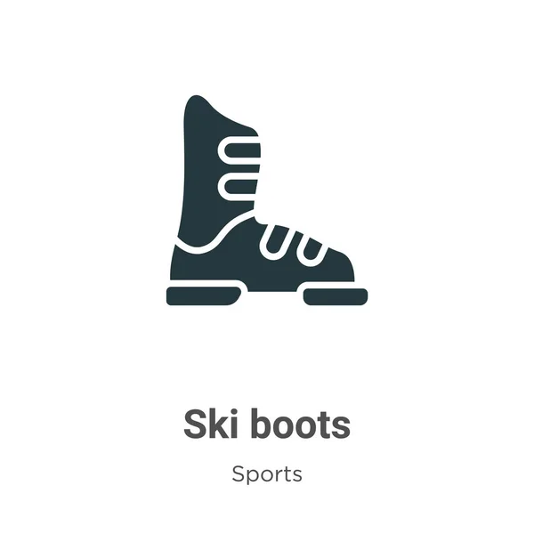 Μπότες Σκι Glyph Διάνυσμα Εικονίδιο Λευκό Φόντο Flat Vector Ski — Διανυσματικό Αρχείο
