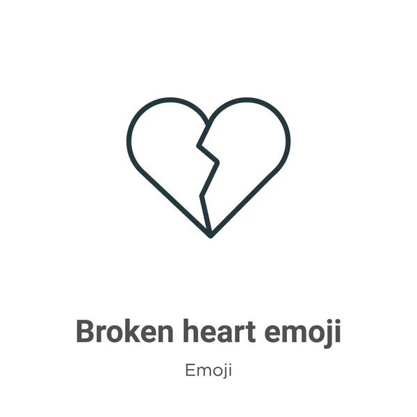 Zlomené Srdce Emoji Obrys Ikony Vektoru Tenká Čára Černá Zlomené — Stockový vektor