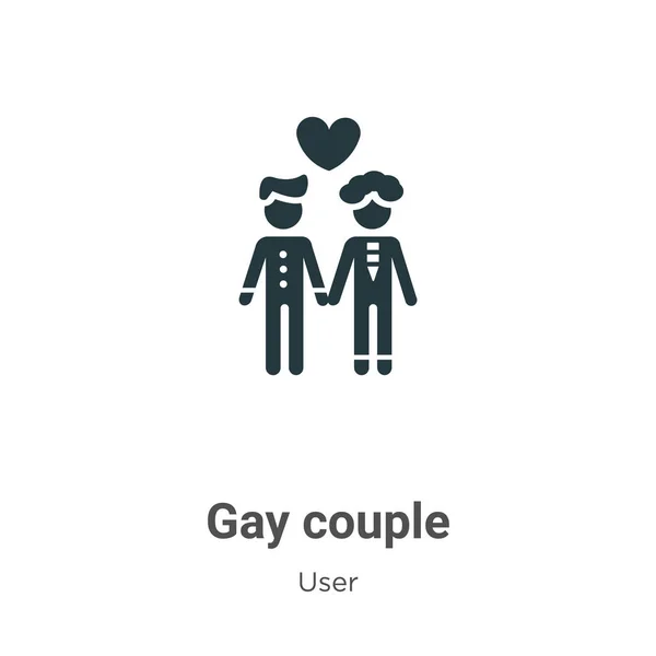 Gay Couple Glyph Icon Vector White Background Flat Vector Gay — Stock Vector