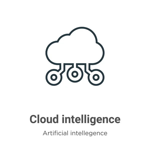 Cloud Intelligence Esboza Icono Del Vector Icono Inteligencia Nube Negra — Vector de stock