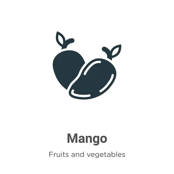 Mango Glyph Icon Vector White Background Flat Vector Mango Icon — Stock Vector