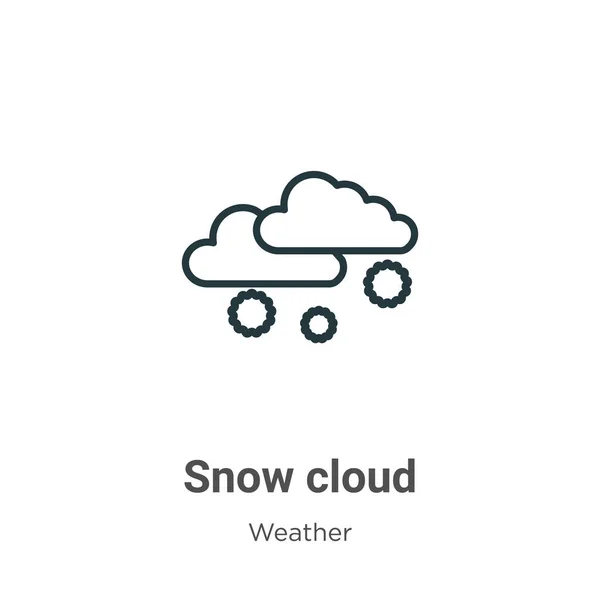 Schneewolken Umreißen Vektor Symbol Dünne Linie Schwarze Schneewolke Symbol Flacher — Stockvektor