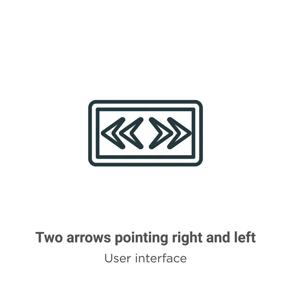 Dwie strzałki wskazujące ikonę wektora w prawo i w lewo. Cienka linia czarna dwie strzałki skierowane w prawo i w lewo ikona, płaski wektor prosty element ilustracja z edytowalnego interfejsu użytkownika koncepcji izolowane — Wektor stockowy