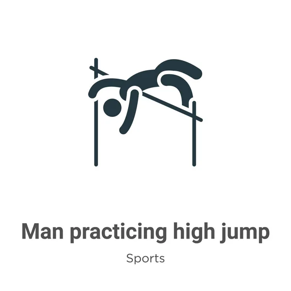 Muž Cvičí High Jump Glyph Ikonu Vektoru Bílém Pozadí Plochý — Stockový vektor