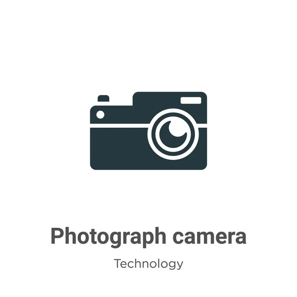 Photograph Camera Glyph Icon Vector White Background Flat Vector Photograph — Stock Vector