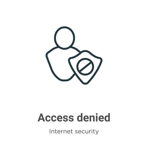 Доступ запрещен к значку вектора контура. Тонкая линия черный доступ запрещен значок, плоский вектор простой элемент иллюстрация из редактируемой концепции безопасности Интернета изолированы на белом фоне
