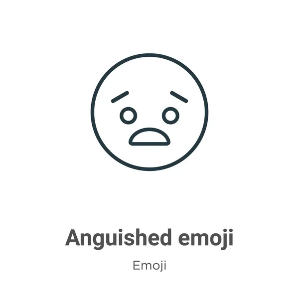 Anguished Emoji Outline Vector Icon Tenká Čára Černá Zmučený Emoji — Stockový vektor