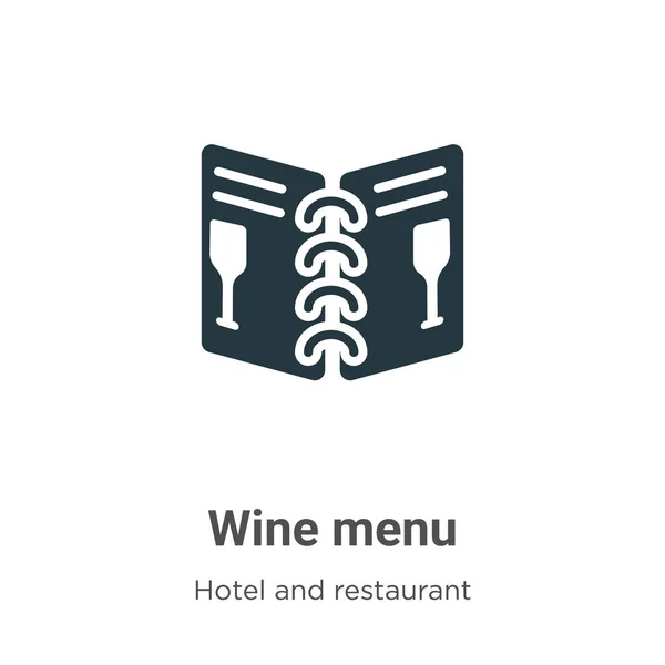 白の背景にワインメニューのグリフアイコンベクトル モバイルコンセプトとWebアプリのデザインのための現代的なホテルやレストランのコレクションからフラットベクトルワインメニューアイコン記号記号 — ストックベクタ