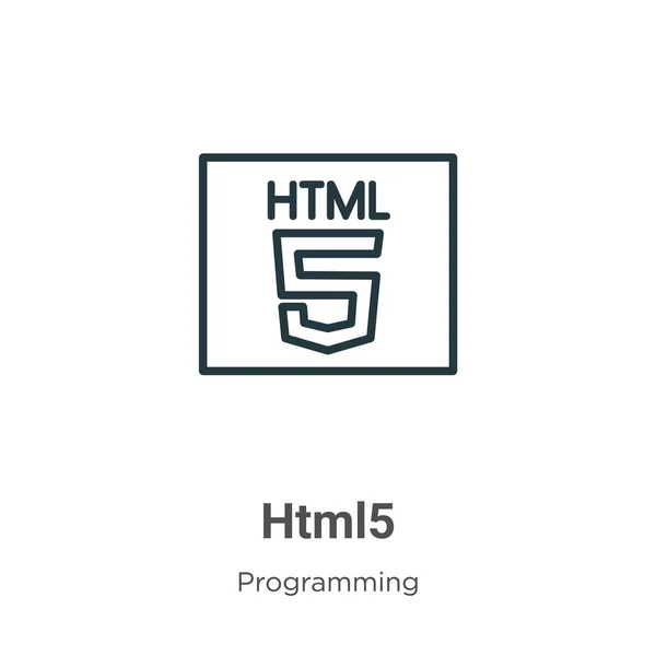 Html5概述向量图标 细线条黑色Html5图标 平面矢量简单元素说明从可编辑编程概念分离的白色背景 — 图库矢量图片