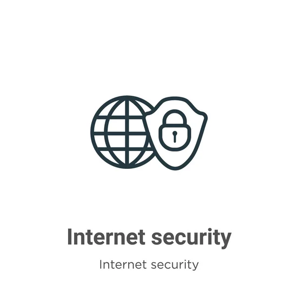Internet Bezpieczeństwa Zarys Ikony Wektora Cienka Linia Czarny Internet Bezpieczeństwa — Wektor stockowy