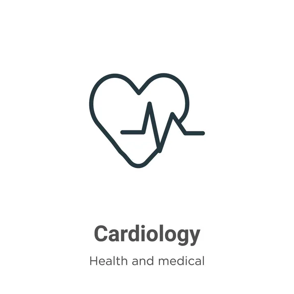 Ikona Obrysu Kardiologie Tenká Čára Černá Kardiologie Ikona Plochý Vektor — Stockový vektor