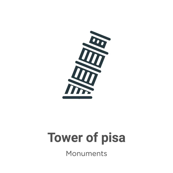Beyaz Arka Planda Pisa Glyph Ikon Vektörü Kulesi Seyyar Konsept — Stok Vektör