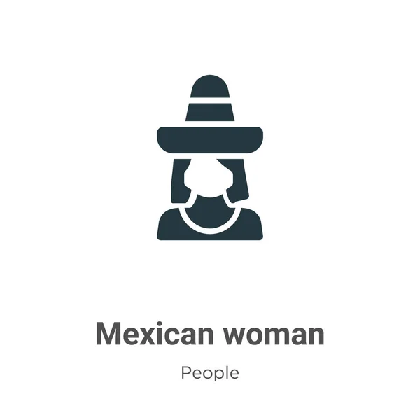 Mexická Žena Glyf Ikona Vektor Bílém Pozadí Plochý Vektor Mexické — Stockový vektor