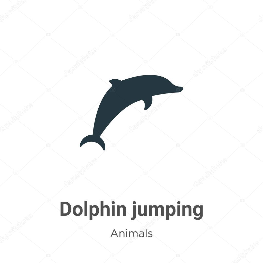 Dolphin jumping vector icon on white background. Flat vector dolphin jumping icon symbol sign from modern animals collection for mobile concept and web apps design.