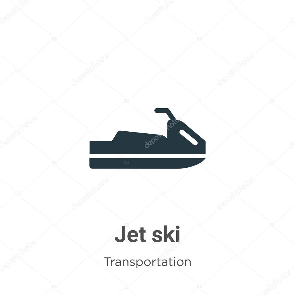Jet ski vector icon on white background. Flat vector jet ski icon symbol sign from modern transportation collection for mobile concept and web apps design.