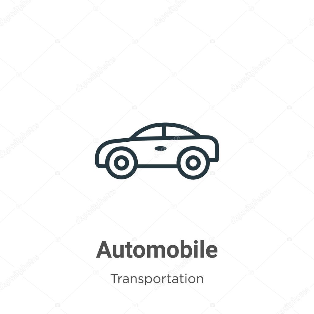 Automobile outline vector icon. Thin line black automobile icon, flat vector simple element illustration from editable transportation concept isolated on white background
