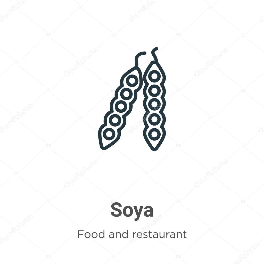 Soya outline vector icon. Thin line black soya icon, flat vector simple element illustration from editable food and restaurant concept isolated on white background