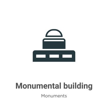 Beyaz arka planda devasa bina sembolü vektörü. Mobil konsept ve web uygulamaları tasarımı için modern anıtların koleksiyonundan düz vektör anıtsal yapı simgesi işareti.