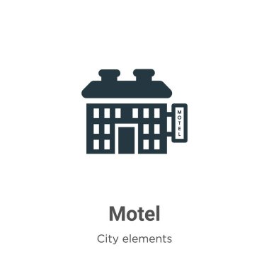 Beyaz arka planda bir motel vektör simgesi. Mobil konsept ve web uygulamaları tasarımı için modern şehir ögeleri koleksiyonundan düz vektör motel simgesi işareti.