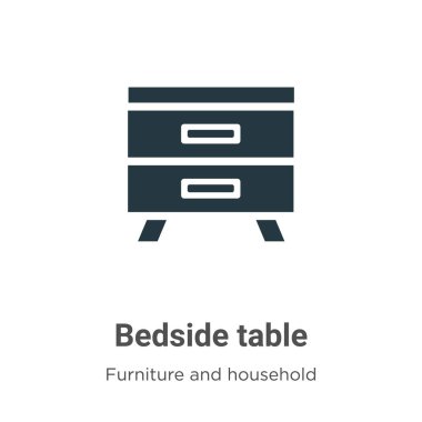 Beyaz arkaplanda komodin vektör simgesi. Mobil konsept ve web uygulamaları tasarımı için modern mobilya ve ev eşyaları koleksiyonundan düz vektör başucu simgesi işareti.