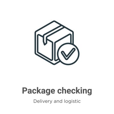 Paket ana hat vektör simgesini kontrol ediyor. İnce çizgi siyah paket kontrol simgesi, düz vektör basit element illüstrasyonu düzenlenebilir dağıtım ve lojistik kavramı beyaz arkaplanda izole