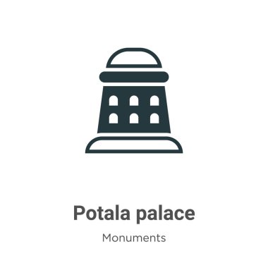 Beyaz arka planda Potala Sarayı sembolü vektörü. Mobil konsept ve web uygulamaları tasarımı için modern anıtlar koleksiyonundan düz vektör potala saray simgesi işareti.