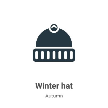 Beyaz arka planda kış şapkası vektör simgesi. Mobil konsept ve web uygulamaları tasarımı için modern sonbahar koleksiyonundan düz vektör kış şapkası simgesi işareti.