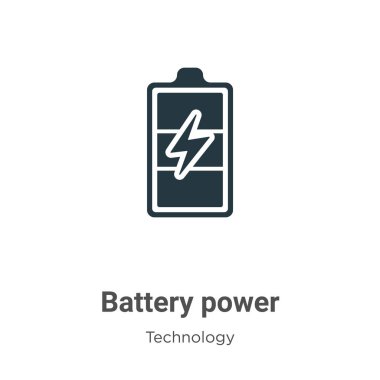 Batarya gücü simge vektörü beyaz arkaplanda. Mobil konsept ve web uygulamaları tasarımı için modern teknoloji koleksiyonundan düz vektör pil güç simgesi işareti.