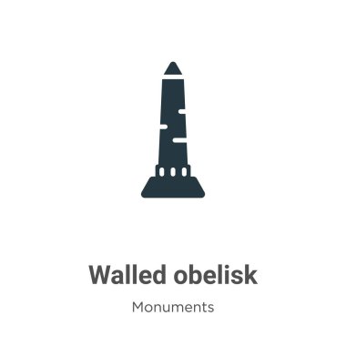 Beyaz arkaplanda duvarlı dikilitaş sembol vektörü. Mobil konsept ve web uygulamaları tasarımı için modern anıtlar koleksiyonundan düz vektör duvarlı dikilitaş simgesi işareti.