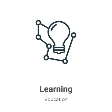 Taslak vektör simgesi öğreniliyor. İnce çizgi siyah öğrenme simgesi, düz vektör basit element çizimi, düzenlenebilir eğitim kavramından izole edilmiş beyaz arkaplan