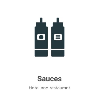 Beyaz arkaplanda sos vektör simgesi. Mobil konsept ve web uygulamaları tasarımı için modern otel ve restoran koleksiyonundan düz vektör sosları simgesi işareti.