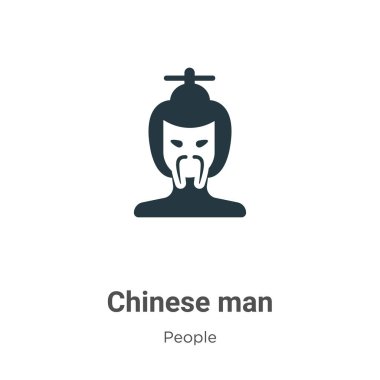 Beyaz arka planda Çinli adam vektör simgesi. Mobil konsept ve web uygulamaları tasarımı için modern insan koleksiyonundan Düz Vektör Çinli adam simgesi işareti.