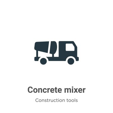 Beyaz arkaplanda beton karıştırıcı vektör simgesi. Mobil konsept ve web uygulamaları tasarımı için modern inşaat araçları koleksiyonundan düz vektör beton karıştırıcı simgesi işareti.