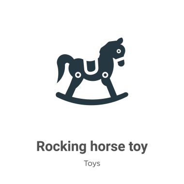 Beyaz arka planda sallanan at oyuncağı sembolü vektörü. Mobil konsept ve web uygulamaları tasarımı için modern oyuncak koleksiyonundan düz vektör sallanan at oyuncağı simgesi işareti.