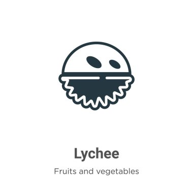 Beyaz arkaplanda Lychee glyph simge vektörü. Mobil konsept ve web uygulamaları tasarımı için modern meyve koleksiyonundan düz vektör lychee simgesi işareti.