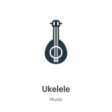 Beyaz arkaplanda Ukelele vektör simgesi. Mobil konsept ve web uygulamaları tasarımı için modern müzik koleksiyonundan düz vektör ukelele simgesi işareti.