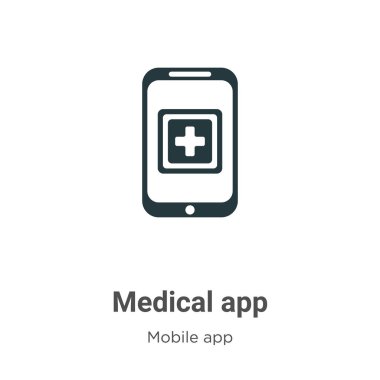 Beyaz arka planda tıbbi uygulama sembolü vektörü. Mobil konsept ve web uygulamaları tasarımı için modern mobil uygulama koleksiyonundan düz vektör tıbbi uygulama simgesi işareti.