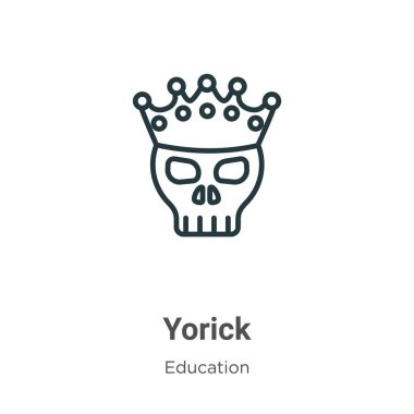 Yorick ana hat vektör simgesi. Beyaz arkaplanda izole edilmiş ince çizgi siyah Yorick simgesi, düz vektör basit element çizimi