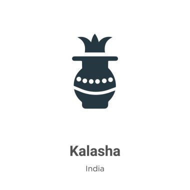 Beyaz arkaplanda Kalasha vektör simgesi. Mobil konsept ve web uygulamaları tasarımı için modern Hindistan koleksiyonundan düz vektör kalasha simgesi işareti.