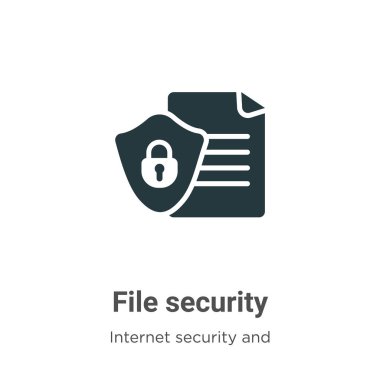Beyaz arkaplanda dosya güvenlik vektör simgesi. Mobil konsept ve web uygulamaları tasarımı için modern internet güvenliği ve ağ koleksiyonundan düz vektör dosya güvenlik simgesi işareti.
