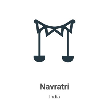 Beyaz arkaplanda Navratri vektör simgesi. Mobil konsept ve web uygulamaları tasarımı için modern Hindistan koleksiyonundan düz vektör navratri simgesi işareti.