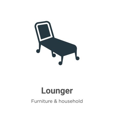 Beyaz arkaplanda Lounger vektör simgesi. Mobil konsept ve web uygulamaları tasarımı için modern mobilya ve ev eşyaları koleksiyonundan düz vektör şablon simgesi işareti.