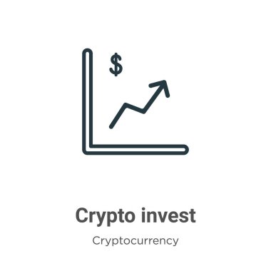Kripto ana hat vektör simgesine yatırım yapıyor. İnce çizgi siyah kripto yatırım simgesi, düz vektör basit gösterimi düzenlenebilir kripto para birimi kavramından beyaz arkaplanda izole edilmiş